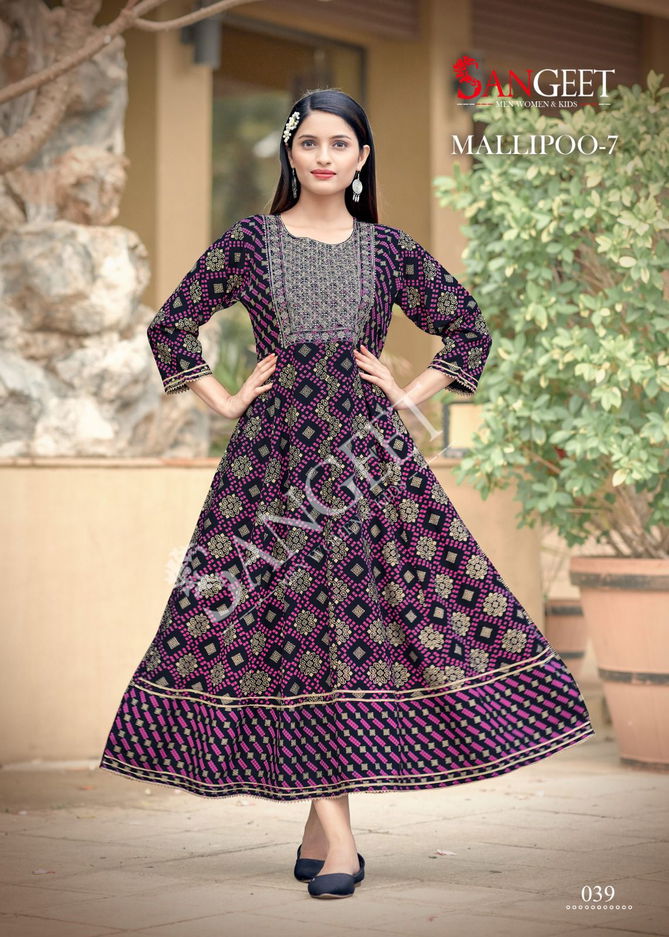 Sangeet Mallipoo 7 Anarkali Kurti Catalog